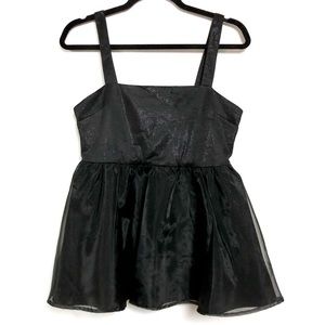 English Factory Black Sparkle Glitter Tulle Top